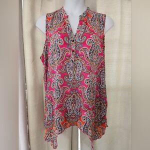 2X Womens Sleeveless V-Neck Blouse